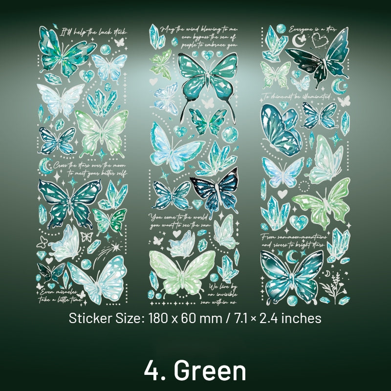 Embossed Holographic Silver Butterfly PVC Stickers sku-4