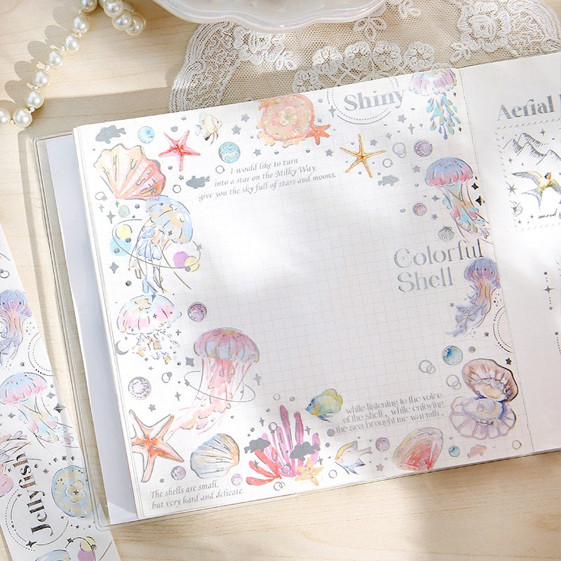 Endless Charm Silver Foil Feather Plant Decorative Tape b2