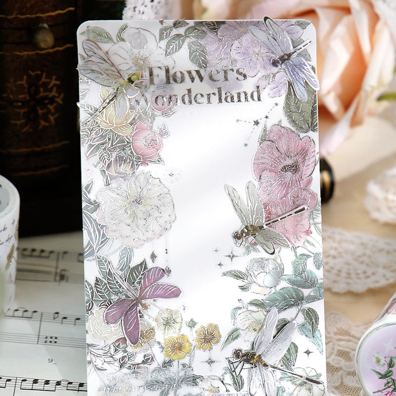 Endless Charm Silver Foil Feather Plant Decorative Tape b3