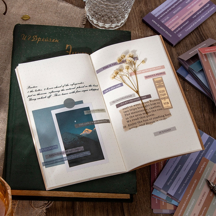 English Library Retro Text Journal Washi Sticker Book - Journal ...