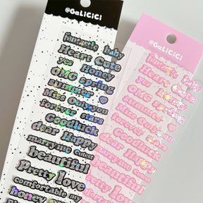 English Words and Phrases Holographic Hot Stamping Stickers b4