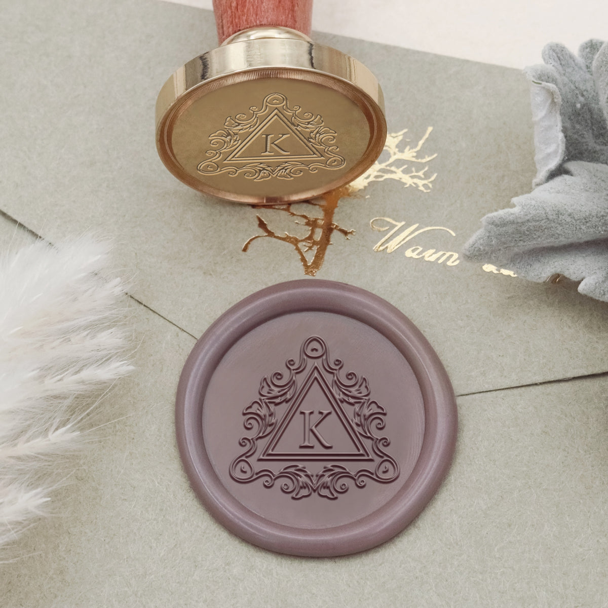 Enigmatic Whispers Custom Triangle Initial Wax Seal Stamp 2