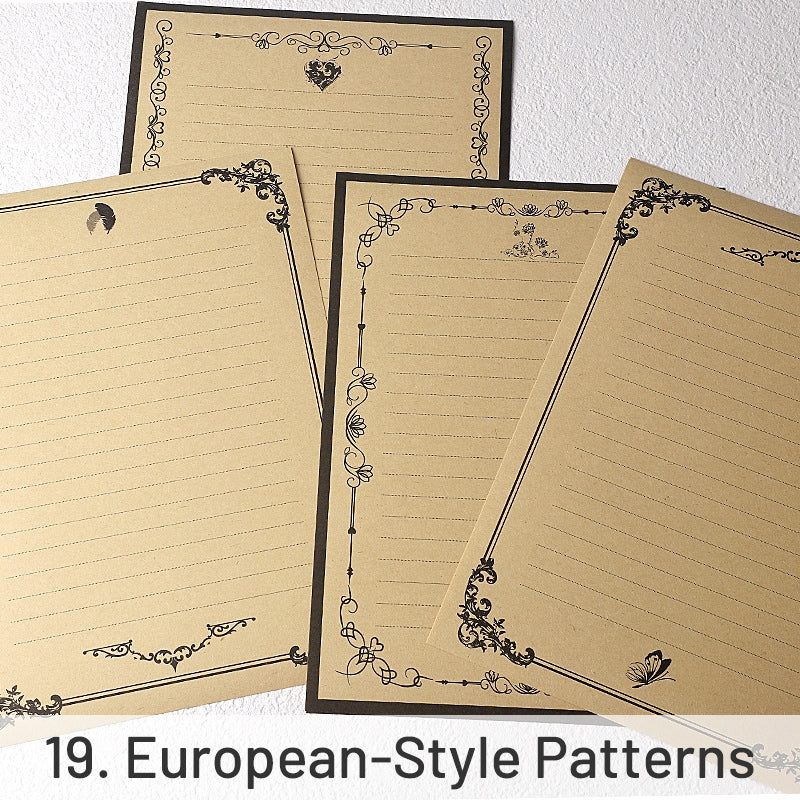 European Style Pattern Retro Kraft Writing Paper sku-19