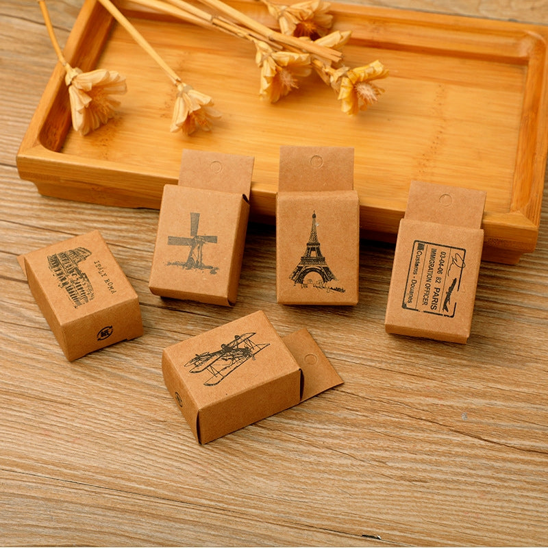 European Travel Retro Journal Wood Rubber Stamp b2