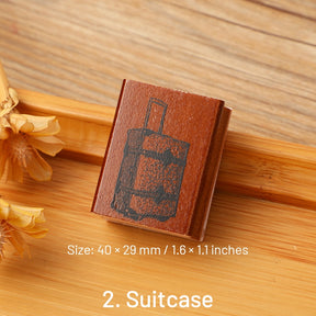 European Travel Retro Journal Wood Rubber Stamp sku-2