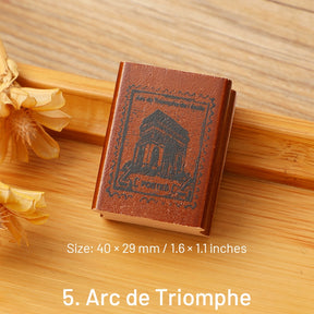 European Travel Retro Journal Wood Rubber Stamp sku-5