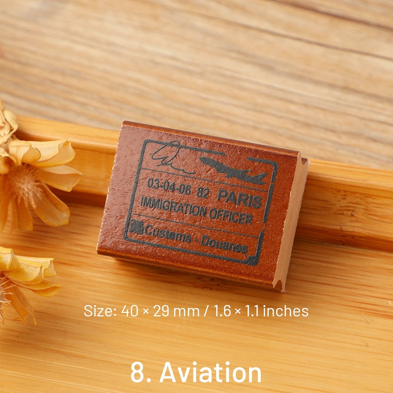 European Travel Retro Journal Wood Rubber Stamp sku-8