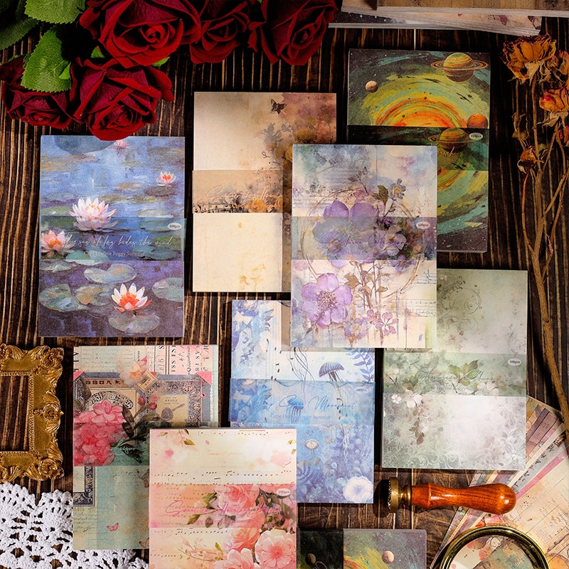 European Vintage Scrapbook Paper - Ocean, Flower, Halloween, Universe - Stamprints