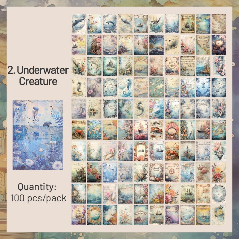 European Vintage Scrapbook Paper - Ocean, Flower, Halloween, Universe - Stamprints9