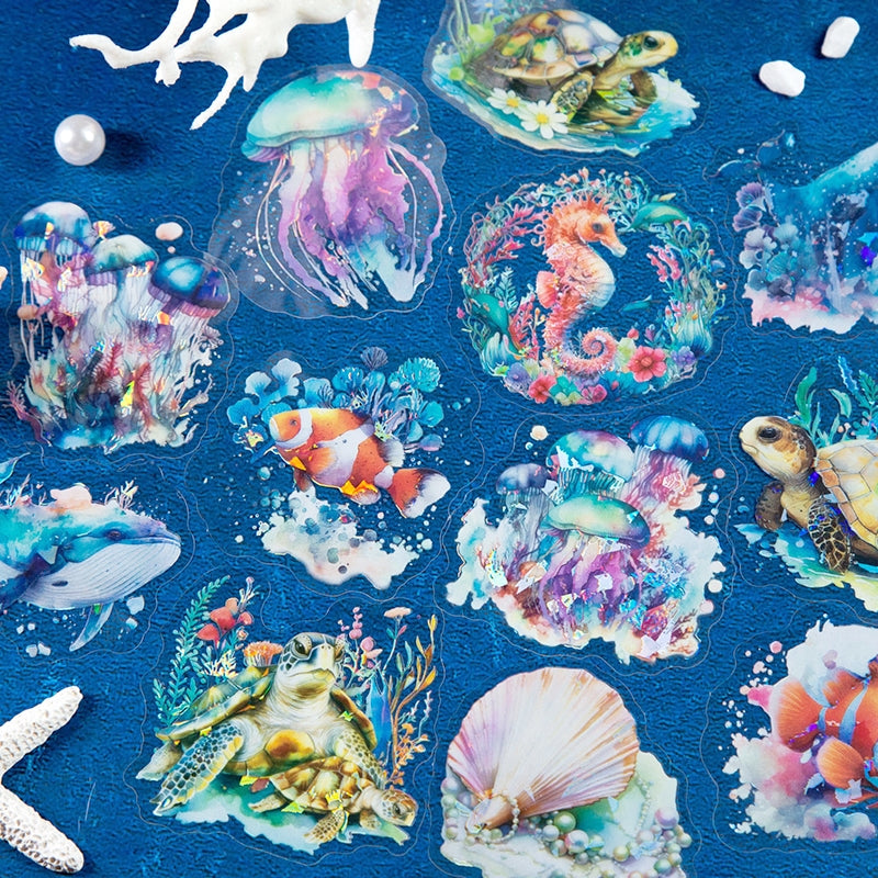 Exquisite The Sea Themed Shell Light PET Sticker b5