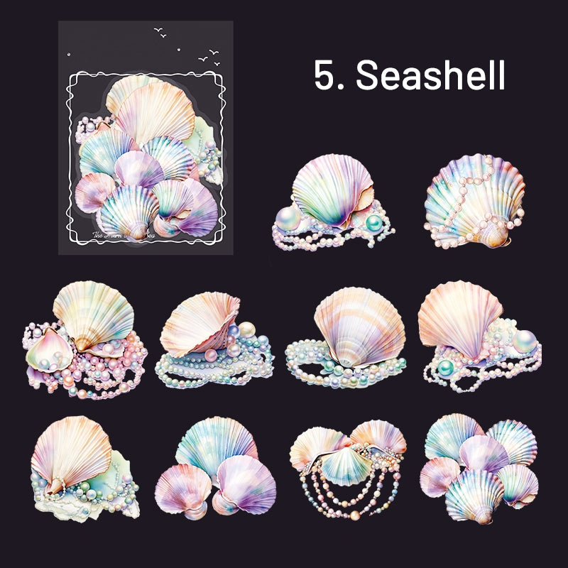 Exquisite The Sea Themed Shell Light PET Sticker sku-5