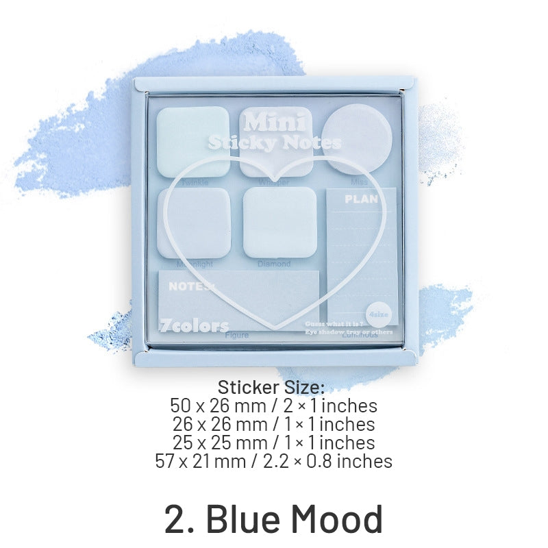 Blue Mini Notes Mini Sticky Notes Set - 7 Rainbow Colors | Stamprints Post-it Collection