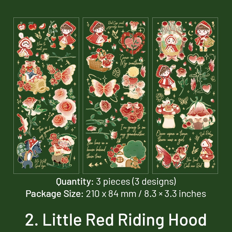 Fairy Tale PET Sticker Sheets - Little Prince, Little Red Riding Hood, Snow White, Alice sku-2