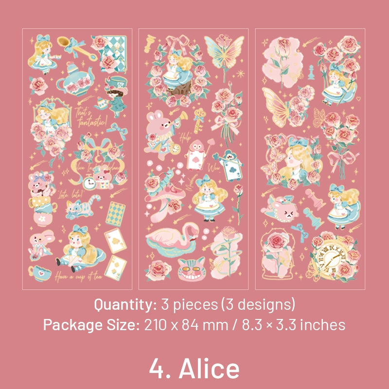 Fairy Tale PET Sticker Sheets - Little Prince, Little Red Riding Hood, Snow White, Alice sku-4
