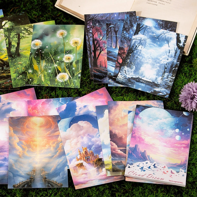 Fairy Tale Special Ink Washi Stickers - Sky, Castle, Forest, Meadow, Snowy, Moon b
