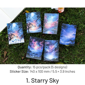 Fairy Tale Special Ink Washi Stickers - Sky, Castle, Forest, Meadow, Snowy, Moon sku-1