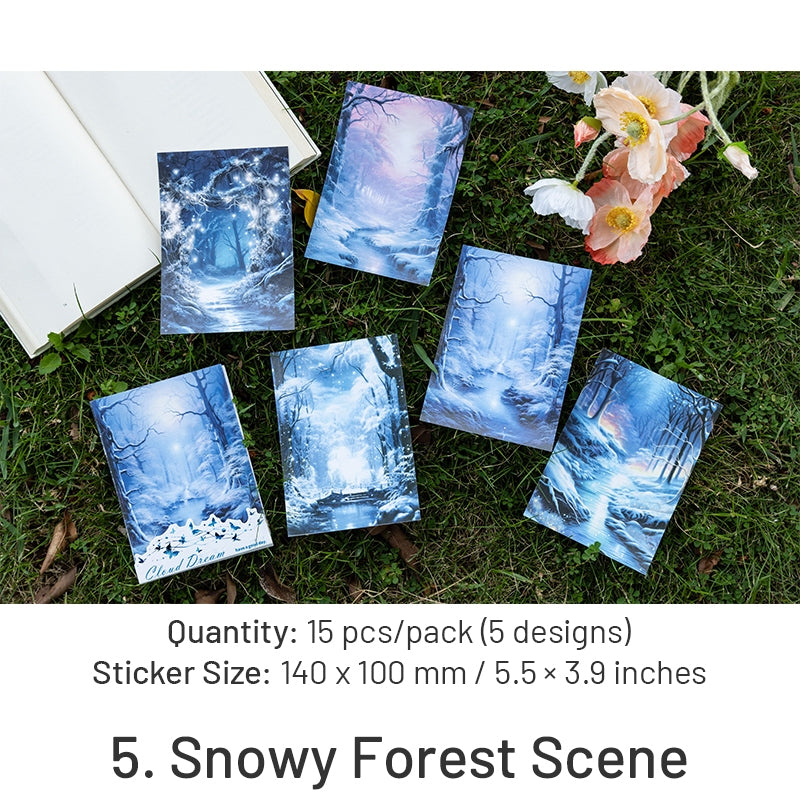 Fairy Tale Special Ink Washi Stickers - Sky, Castle, Forest, Meadow, Snowy, Moon sku-5