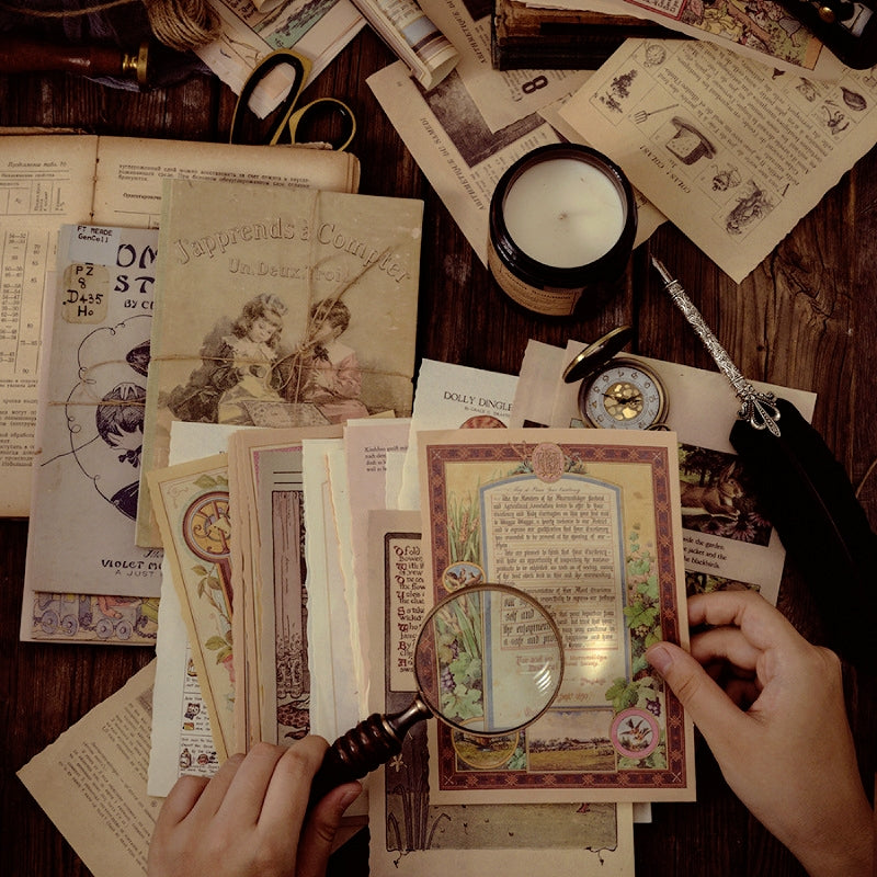 Fairy Tale World Antique Picture Book Page Scrapbook Paper b3