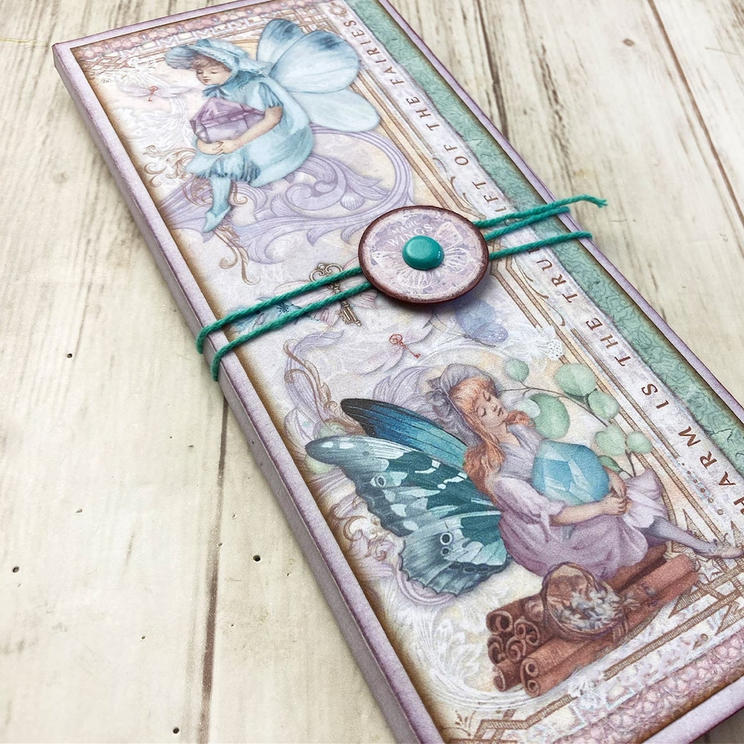 Fairy Theme Cyan Background Handmade Junk Journal Folio Kit 06003