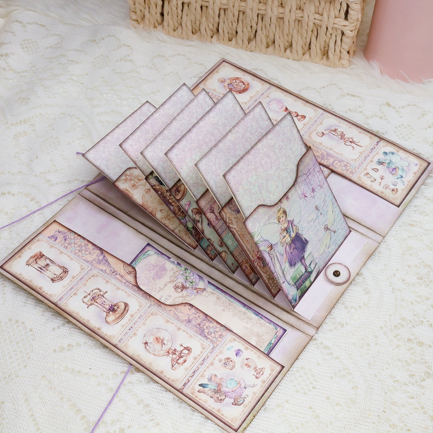 Fairy Theme Cyan Background Handmade Junk Journal Folio Kit Fairy Theme Cyan Background Handmade Junk Journal Folio Kit 001