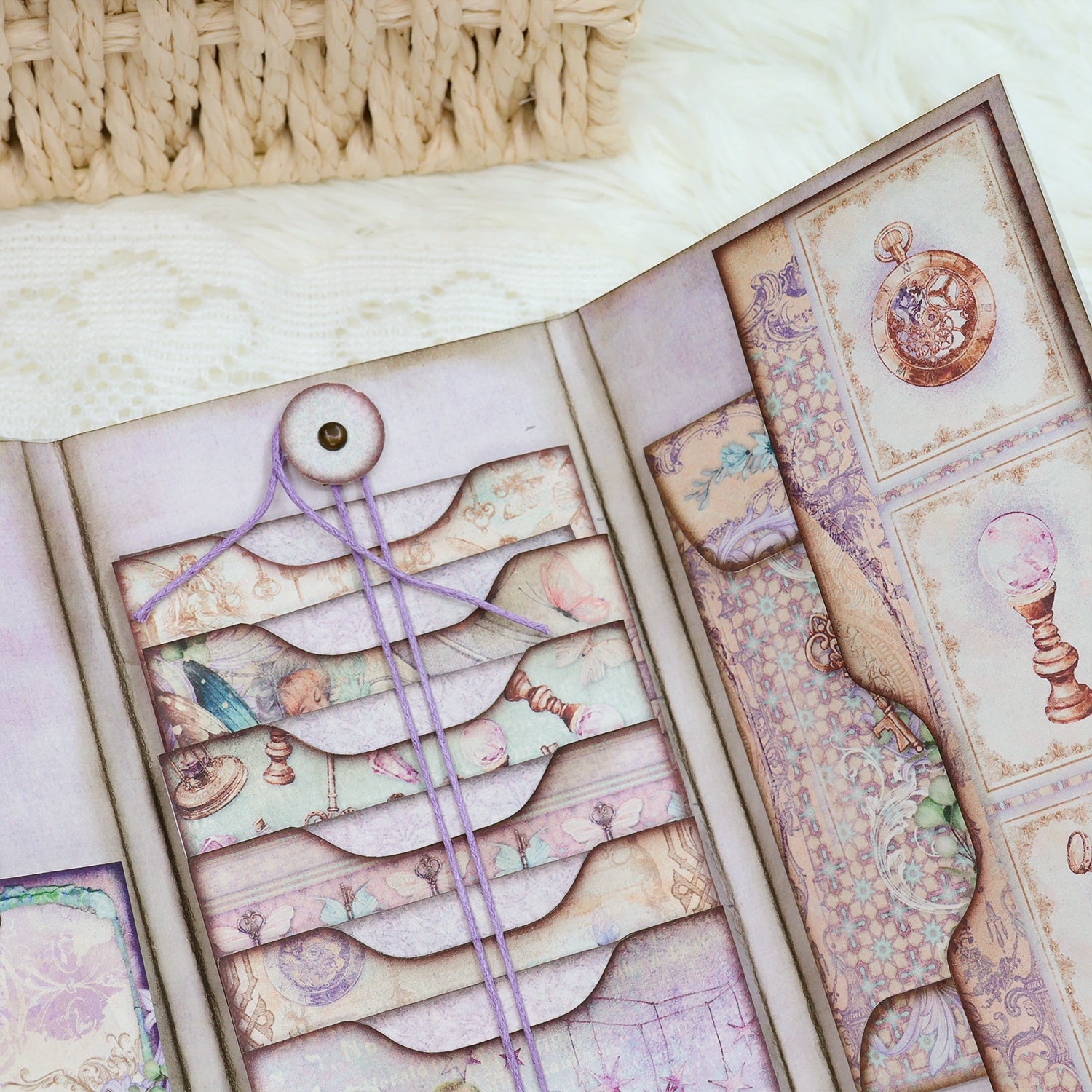 Fairy Theme Cyan Background Handmade Junk Journal Folio Kit Fairy Theme Cyan Background Handmade Junk Journal Folio Kit 0010