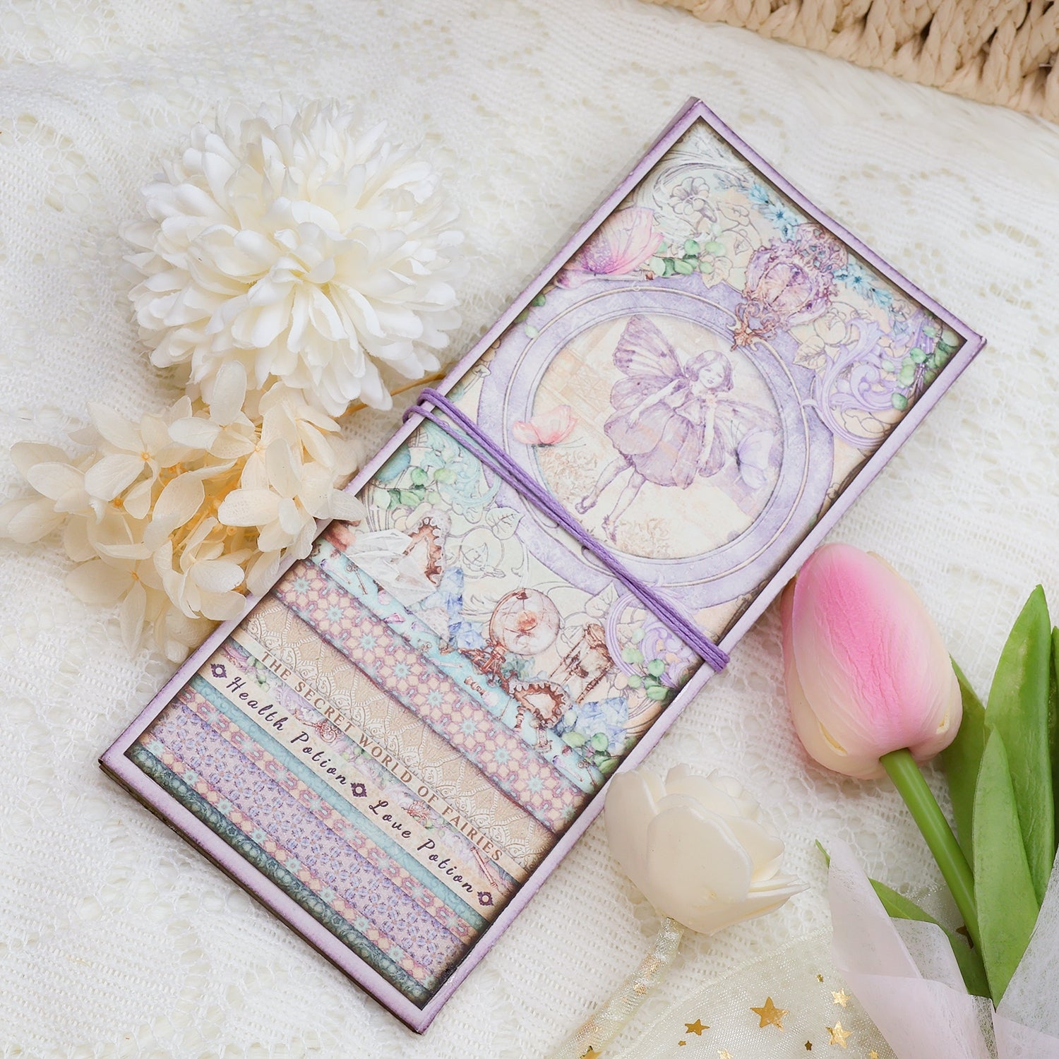 Fairy Theme Cyan Background Handmade Junk Journal Folio Kit Fairy Theme Cyan Background Handmade Junk Journal Folio Kit 0012