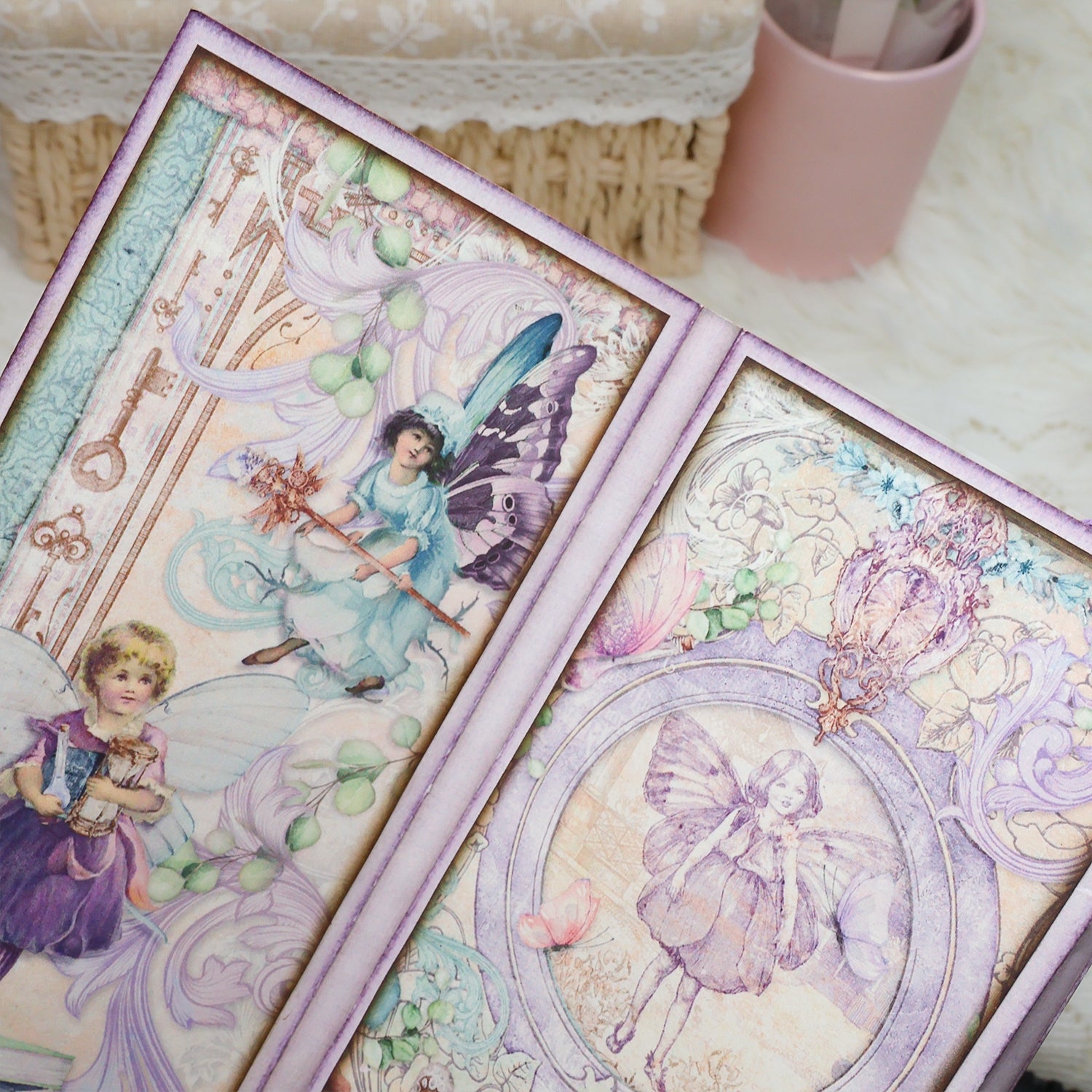 Fairy Theme Cyan Background Handmade Junk Journal Folio Kit Fairy Theme Cyan Background Handmade Junk Journal Folio Kit 006