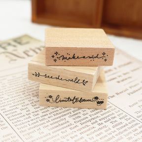 Fancy Font English Words Wooden Rubber Stamp 2