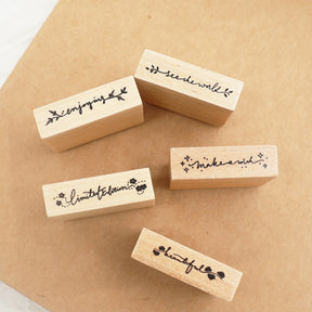 Fancy Font English Words Wooden Rubber Stamp 4