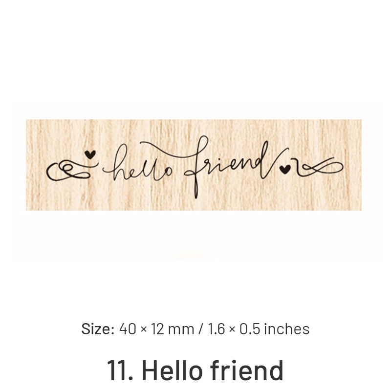 Fancy Font English Words Wooden Rubber Stamp sku-11