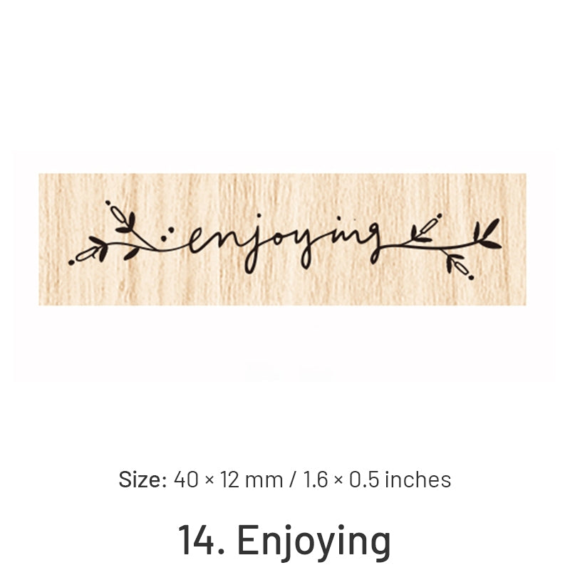 Fancy Font English Words Wooden Rubber Stamp sku-14