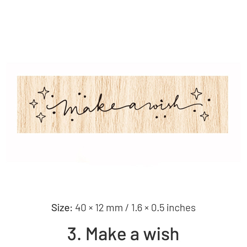 Fancy Font English Words Wooden Rubber Stamp sku-3