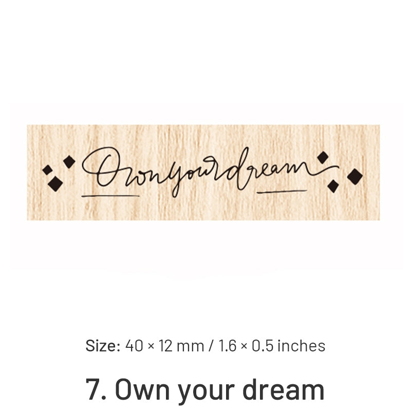 Fancy Font English Words Wooden Rubber Stamp sku-7
