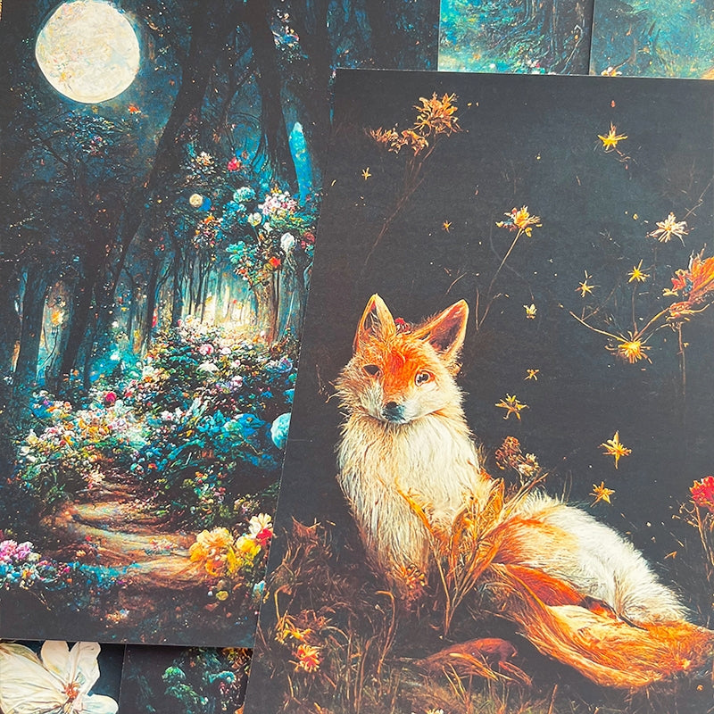 Fantasy Forest Fox Background Scrapbook Paper b5