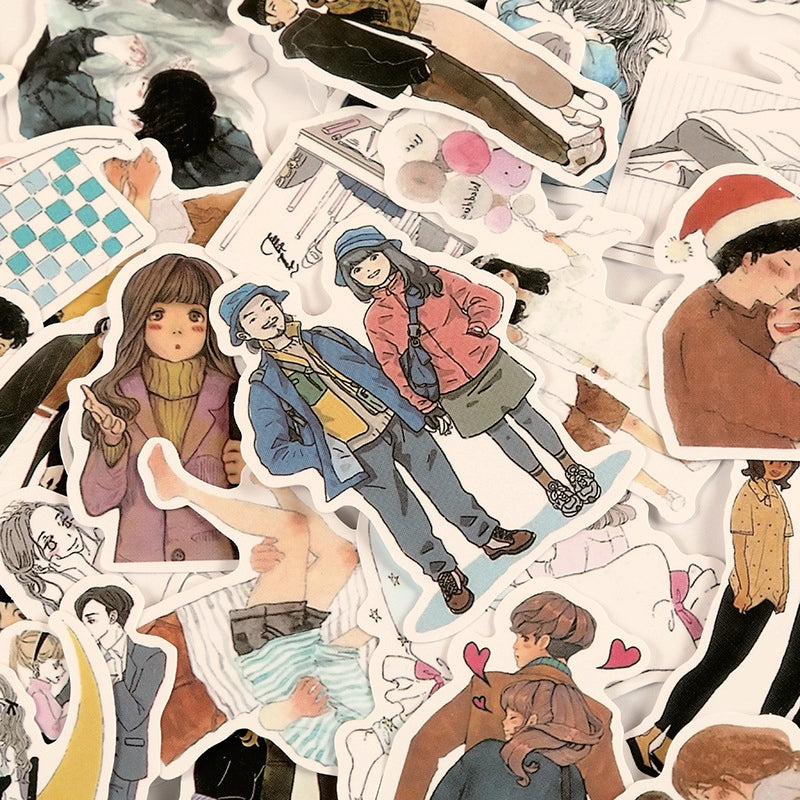 20 Pcs Young Couples People Stickers Cute Fashion Boy Girl