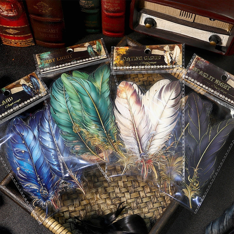 Feather Gold Foil PET Stickers a