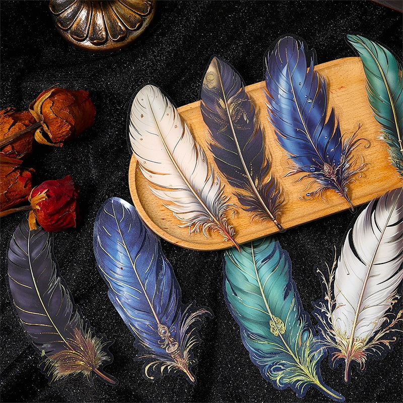 Feather Gold Foil PET Stickers b1