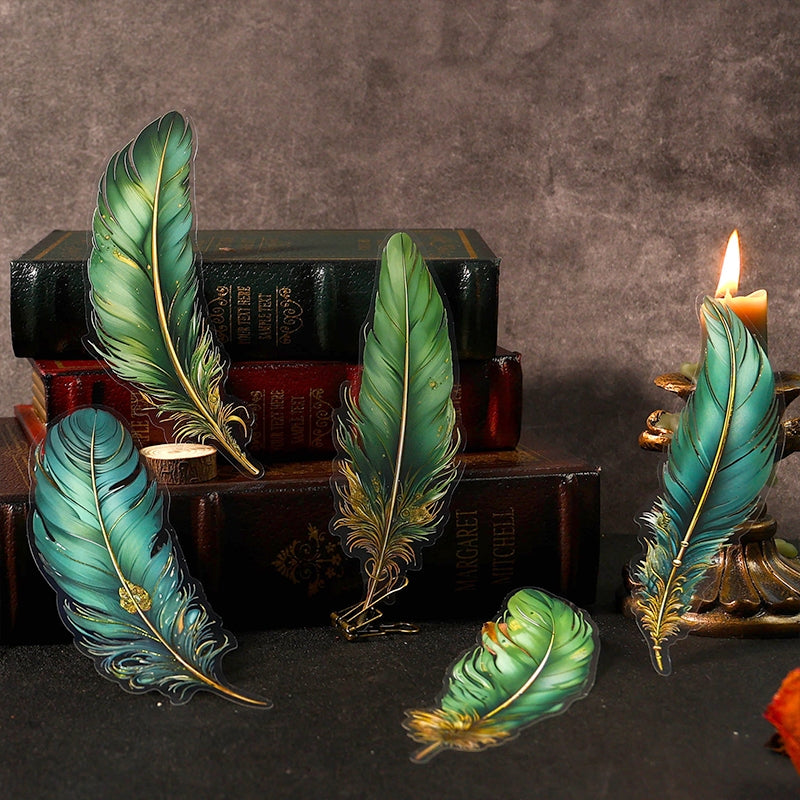 Feather Gold Foil PET Stickers b2