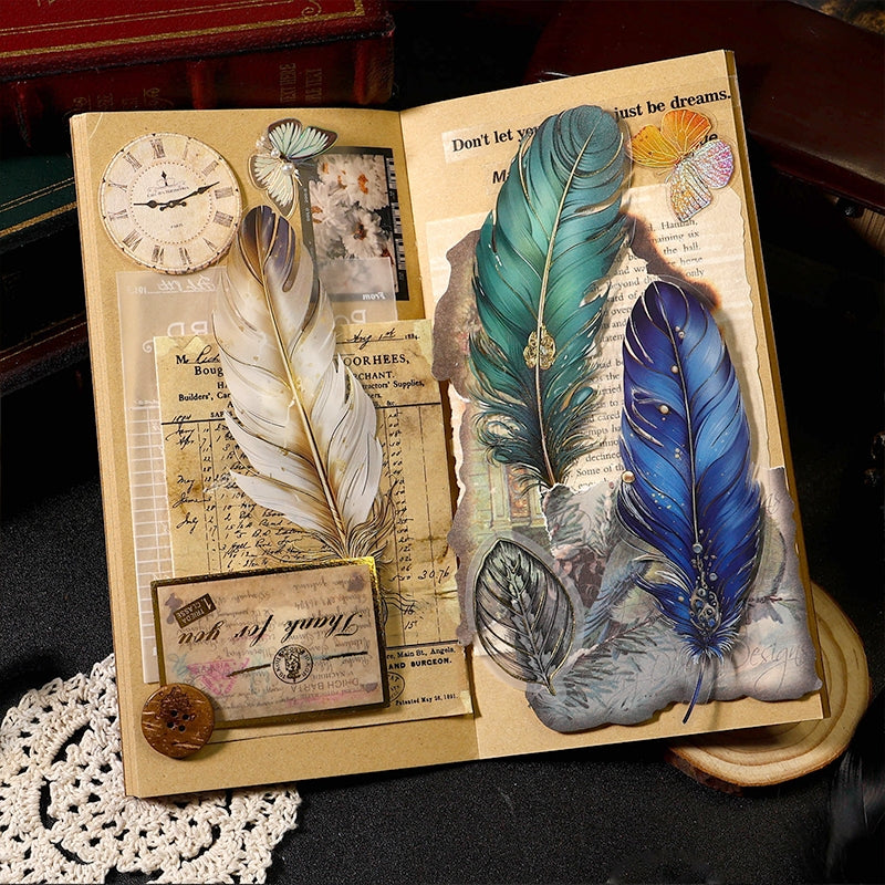 Feather Gold Foil PET Stickers b4