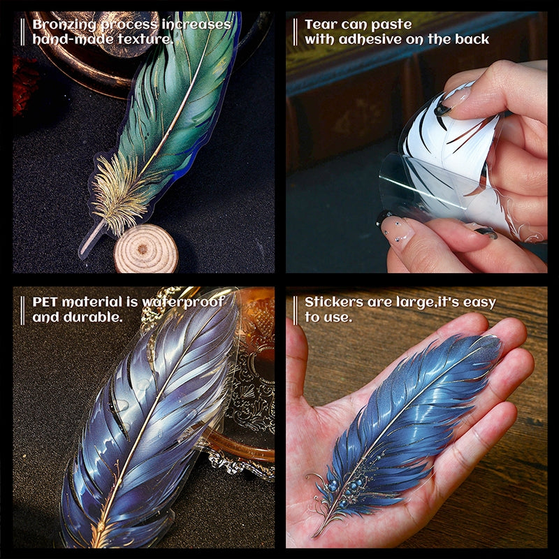 Feather Gold Foil PET Stickers b5