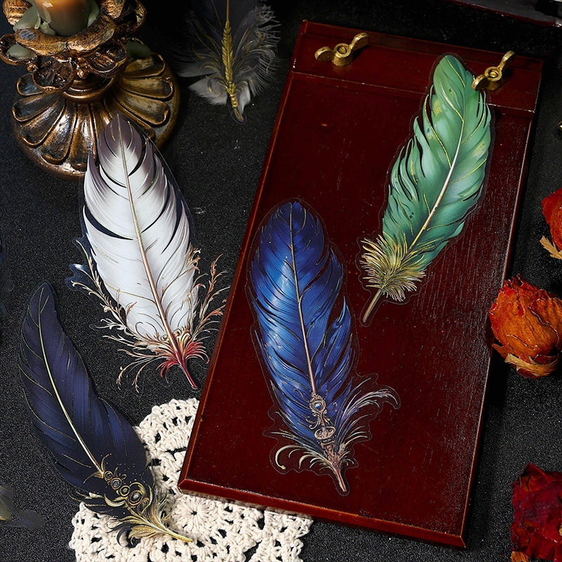 Feather Gold Foil PET Stickers b6