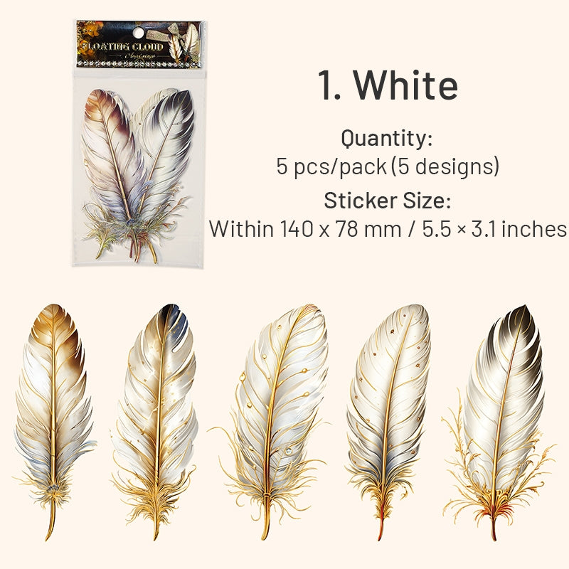 Feather Gold Foil PET Stickers sku-1