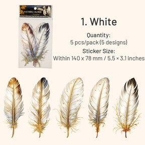 Feather Gold Foil PET Stickers sku-1