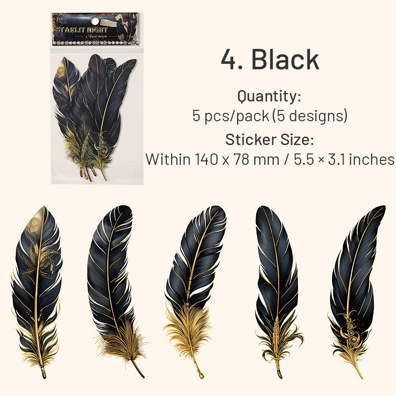 Feather Gold Foil PET Stickers sku-4