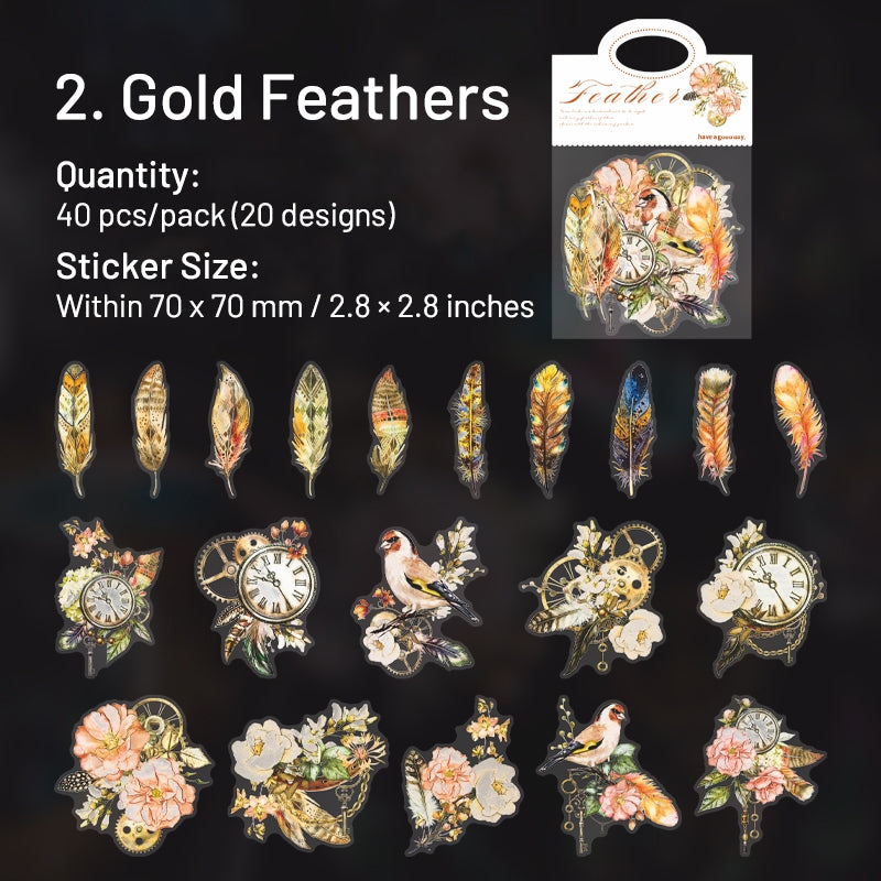 Feather-themed Die-Cutting PET Stickers sku-2