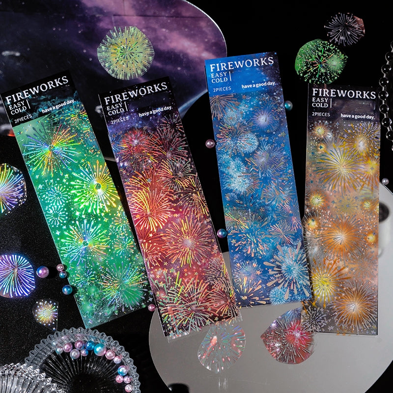 Fireworks Holographic Hot Stamping PET Sticker Sheet a