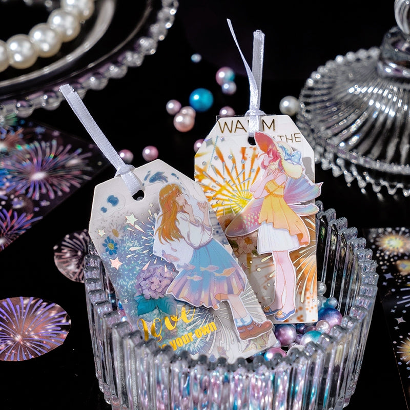 Fireworks Holographic Hot Stamping PET Sticker Sheet b2