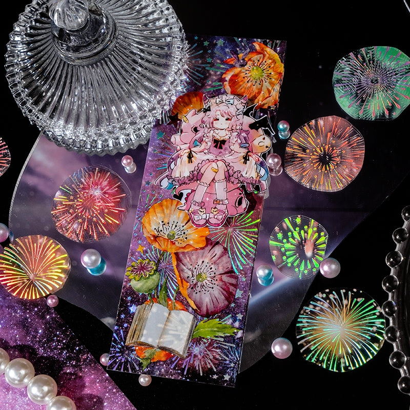 Fireworks Holographic Hot Stamping PET Sticker Sheet b3