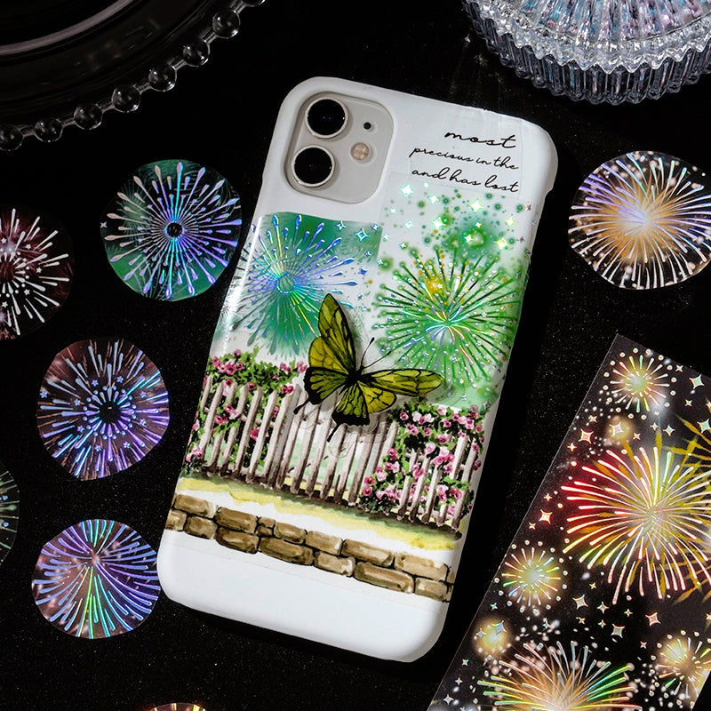 Fireworks Holographic Hot Stamping PET Sticker Sheet b4