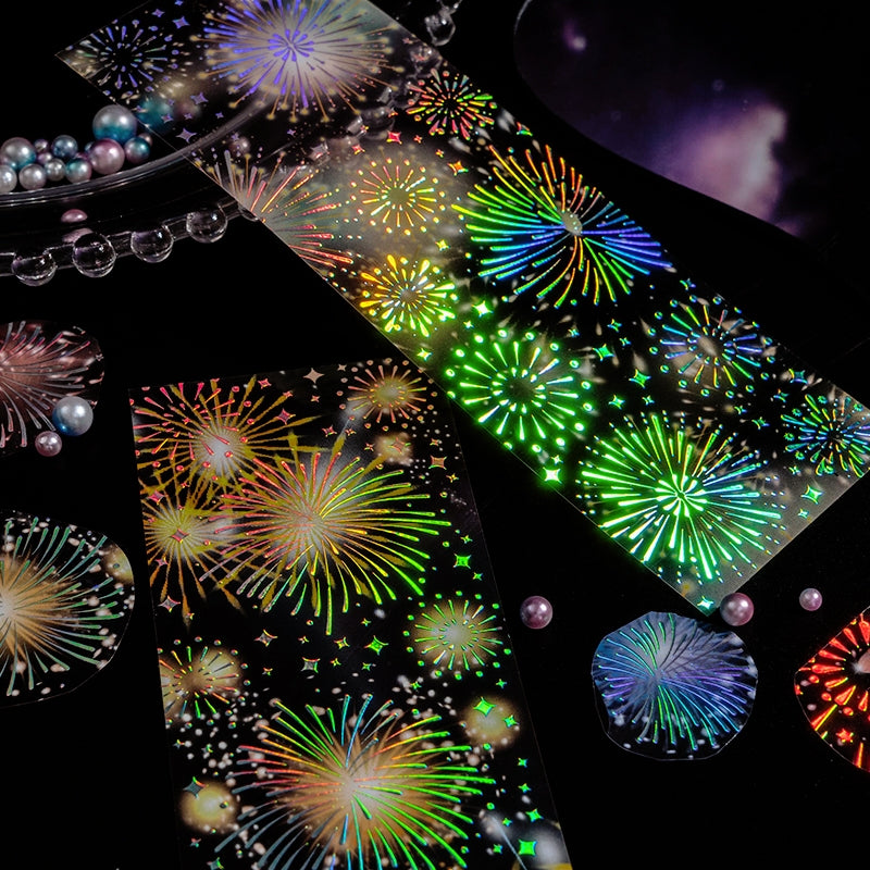 Fireworks Holographic Hot Stamping PET Sticker Sheet b5